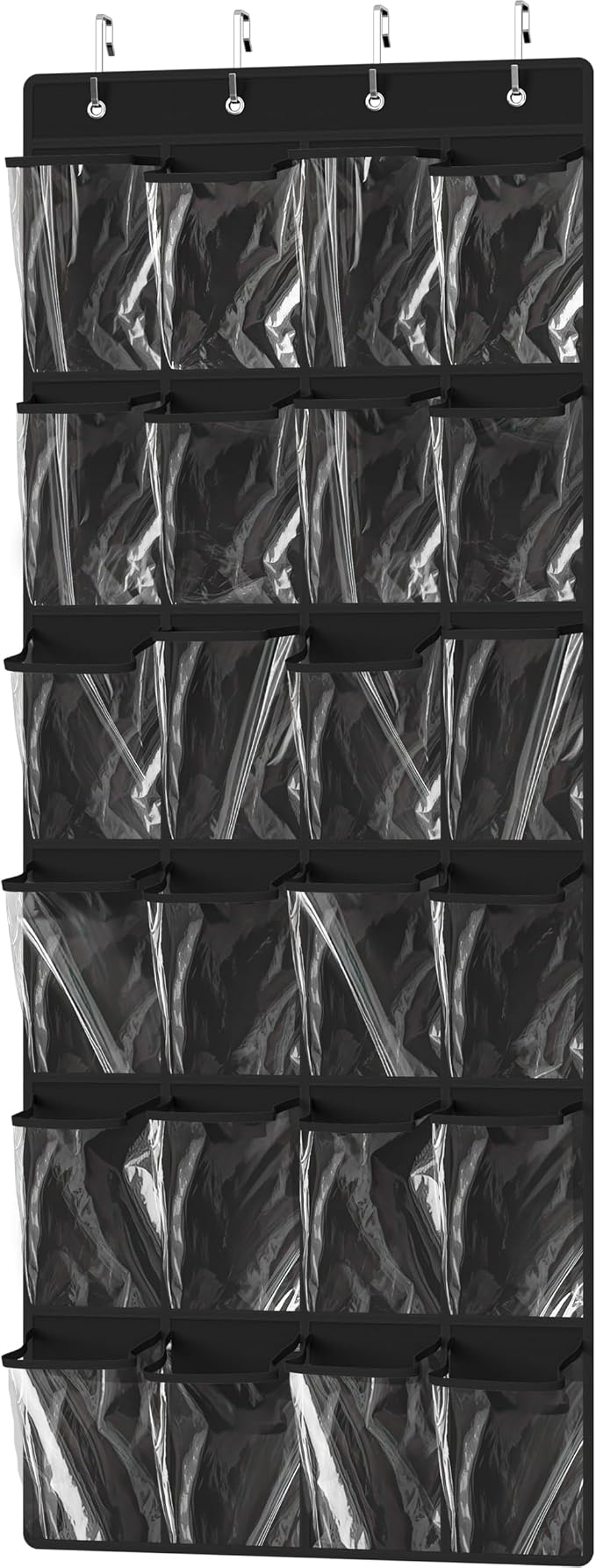 Simple Houseware 24 Pockets Large Clear Pockets Over The Door Hanging Shoe Organizer, Black (56" x 22.5") by SimpleHouseware