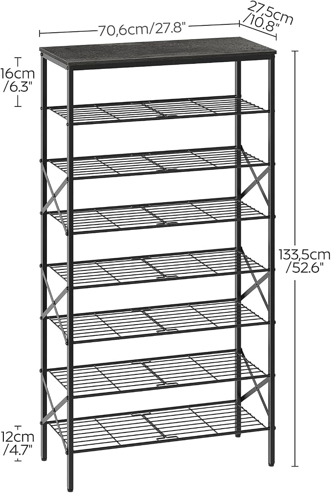 YATINEY 8 Tier Shoe Rack, Large Capacity Shoe Storage Organizer Holds 32 Pairs, Sturdy and Stable, for Entryway, Hallway, Closet, Dorm Room, Charcoal and Black SS08BC - Image 3
