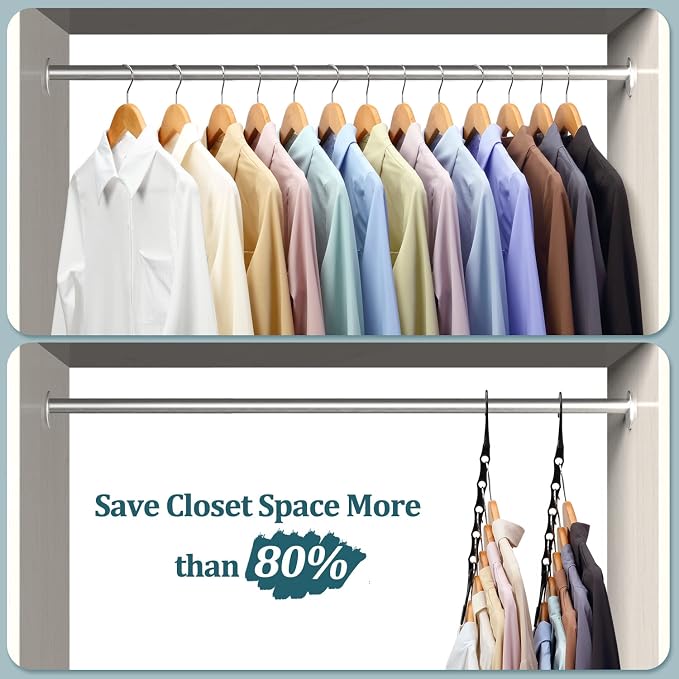 AMKUFO 6 Pack-Closet-Organizers-and-Storage, Magic-Hangers-Space-Saving-for-Clothes, Closer-Organizer-for-Closet-Organization, Space-Saver-Hanger-Organizer-for-Multipurpose, Dorm-Room-Essentials - Image 2