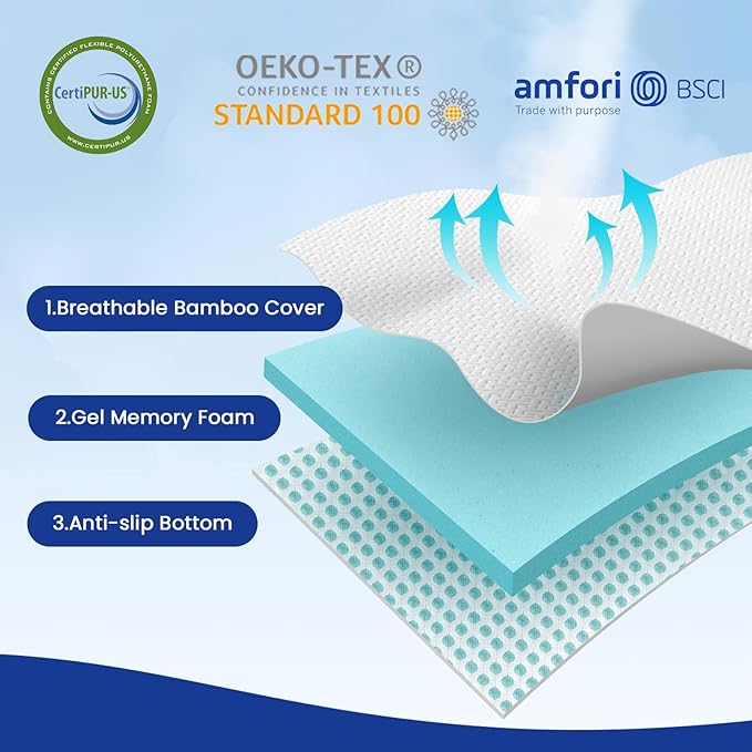 California King 4 Inch Gel Memory Foam Mattress Topper with Removable & Washable Breathable Bamboo Cover, CertiPUR-US Certified
