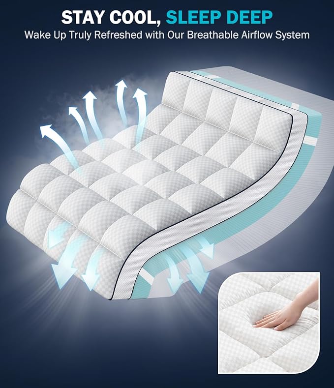 Dual Layer 4 Inch Memory Foam Mattress Topper California King, 2" Cooling Gel Memory Foam & 2" Pillow Top,Mattress Pad Cover for Back Pain Relief,CertiPUR-US Certified,Deep Pocket Fits 21",White