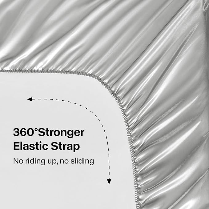 BEDELITE Satin Sheets Twin XL Size Bed Set, Luxury Soft Grey Silky Sheets for Hair and Skin, Similar to Silk Bed Sheets Set 3 Pieces with 1 Deep Pocket Fitted Sheet, 1 Flat Sheet, and 1 Pillowcase