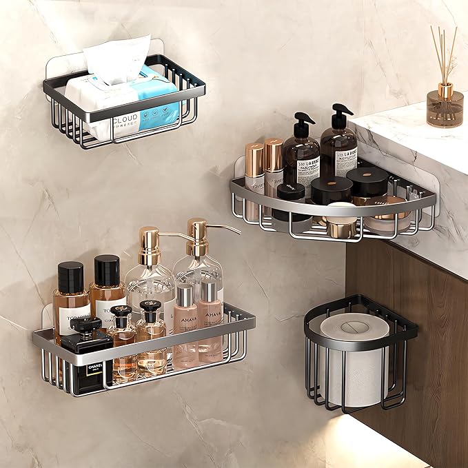 9-Pack Shower Caddy Adhesive Replacement, Transparent Adhesive Hooks Stickers, Strong Hook Strip for Shower Caddy Basket Shelf, Soap Holder, Bathroom Storage Corner Shelves, Kitchen Racks - Image 7