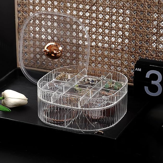 HALAFE Jewelry Box, 3-Layer Acrylic Jewelry Organizer with Cat Shape Handle, Clear Jewelry Boxes for Women Girls, Make up Organizer, Jewelry Storage Holder (Green, Cat) - Image 6