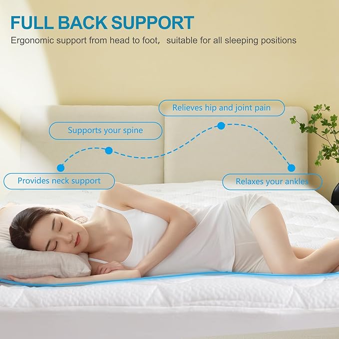 Mattress Topper Twin XL Size, Extra Thick Quilted Fitted Mattress Pad Cover, Cooling Breathable Silk Mattress Protector with Soft Down Alternative Filling (8-21" Deep Pocket)