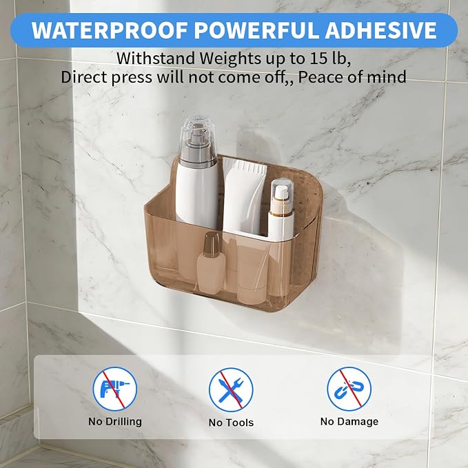 Diesisa 2pc Acrylic Wall Mount Organizer, Adhesive Cabinet Door Organizer,Acrylic Bathroom Shelves for Wall,No Drilling Hang Walls,with Self Adhesive Tape, for Bathroom, Kitchen, Living Room - Image 3