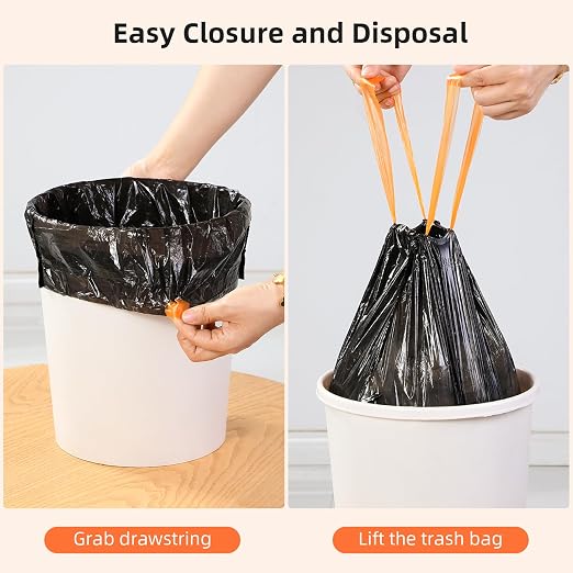 funest Trash Bags, 4 Gallon Small Drawstring Garbage Bags 75 Counts, Thick Plastic Wastebasket Liners for Bathroom Toilet Office Bedroom - Image 3
