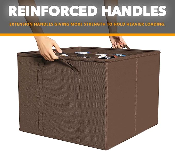 SpaceAid Shoe Organizer for Closet, 2 Pack Foldable Shoe Storage Containers Baskets Boxes Bins w/Adjustable Dividers, Fits 16-32 Pairs, Brown - Image 5