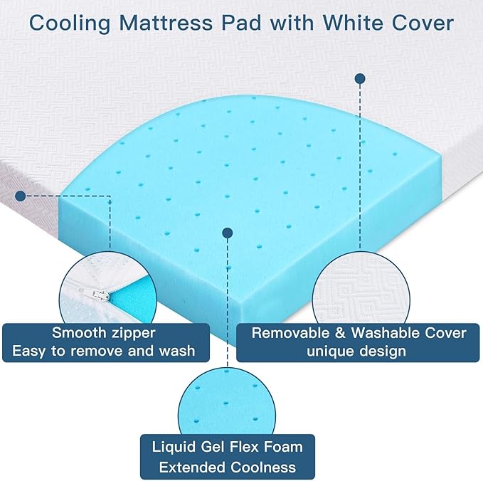 Airensky 4 Inch Memory Foam Mattress Topper, Cooling Gel Infused High Density Full (54"x75") Topper with Removable Skin-Friendly Cover, Bed Topper for Pressure Relief Back Pain, CertiPUR-US Certified