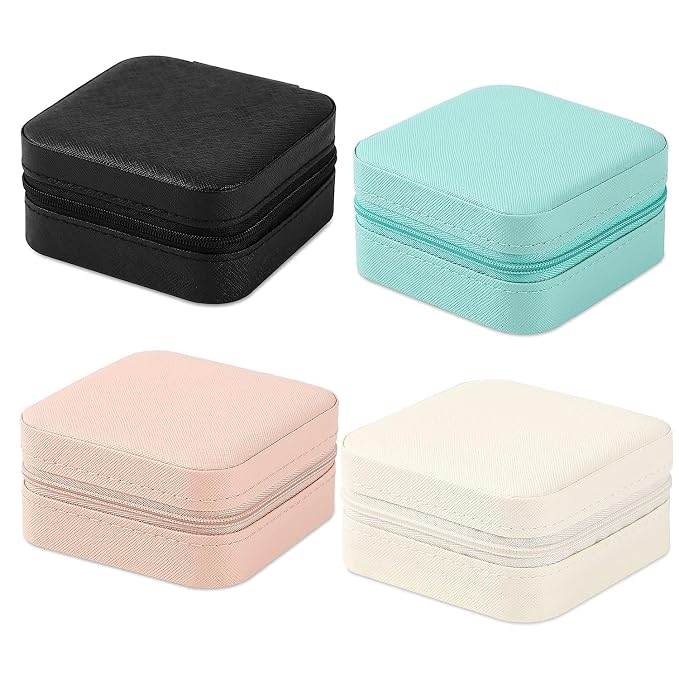Neveika Portable Travel Mini Jewelry Box Leather Jewellery Ring Organizer Case Storage Gift Box Girls Women (4 colorx1). - Image 8