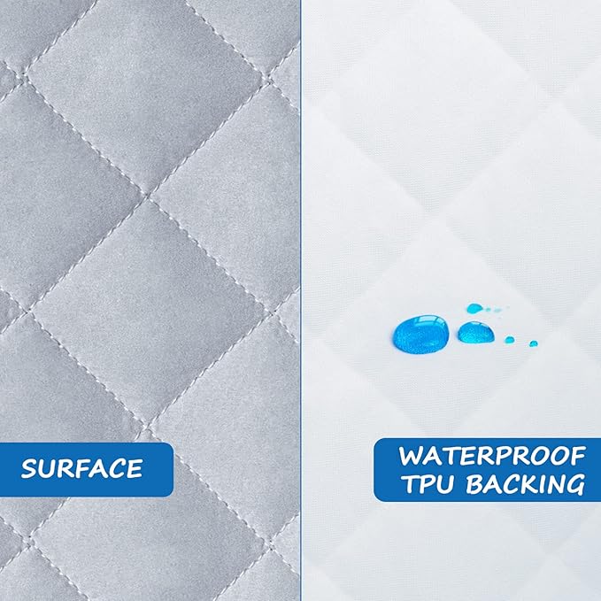 Bassinet Mattress Pad Cover Fit for Hourglass/Oval Bassinet Mattress, Waterproof Bassinet Mattress Protector Quilted Bassinet Sheets (32"x17") 2 Pack for Boys & Girls, Gray