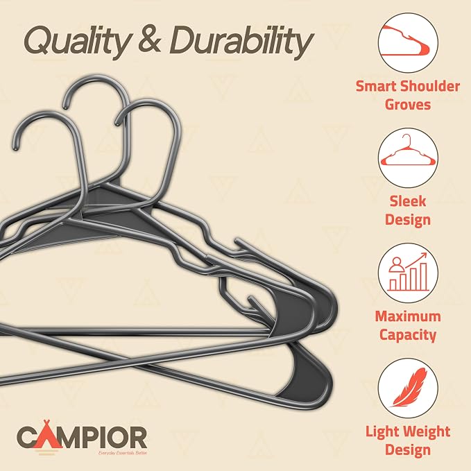 Gray Plastic Hangers 80 Pack– Heavy-Duty Plastic Hangers Slim and Space-Saving, Durable and Lightweight PP with Non-Slip Shoulder Notches for Slip Dresses, Suits, Jackets & Camisoles - Image 4