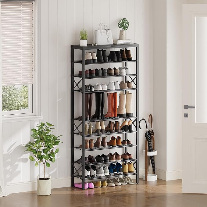 YATINEY 10 Tier Shoe Rack, Large Capacity Shoe Storage Organizer Holds 40 Pairs, Sturdy and Stable, for Entryway, Hallway, Closet, Dorm Room, Black SS10BB - Image 7