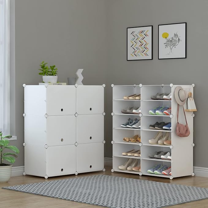 HOMIDEC Shoe Rack, 6 Tier Shoe Storage Cabinet 24 Pair Plastic Shoe Shelves Organizer for Closet Hallway Bedroom Entryway - Image 8