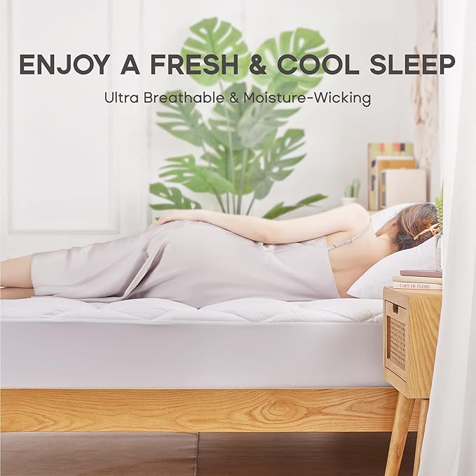 Sonive CaliforniaKing Mattress Protector, Mattress Topper 300TC Cotton Quilted Deep Pocket up 8-21", Fitted Mattress Pad Ultra Soft Protector,Durable & Easy Care White