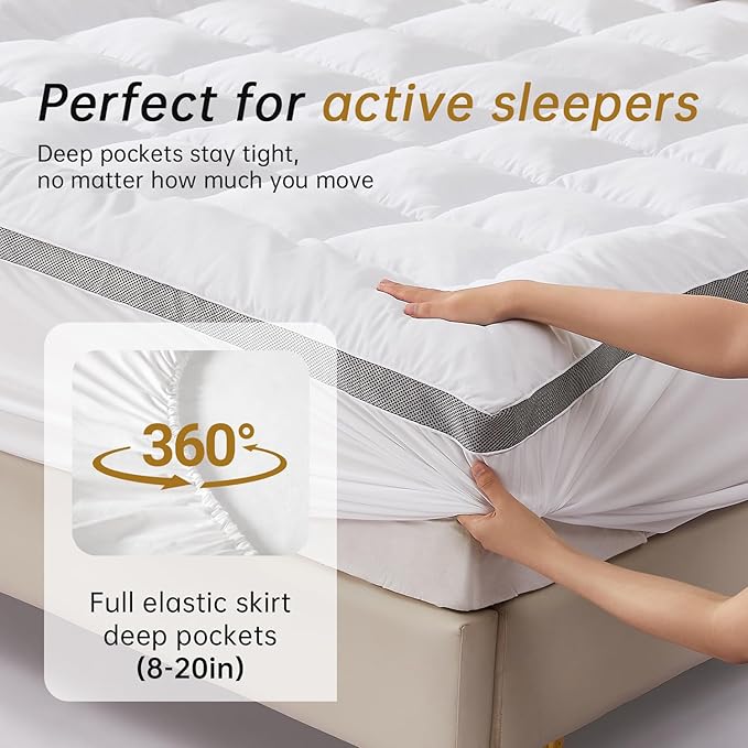 SAPHREAS Memory Foam Mattress Topper Full Size with 8-20 inches Stretchable Pockets, 3 Inch Soft Pillow Top Mattress Pad for Back Pain Relief with Breathable Air Mesh Sides