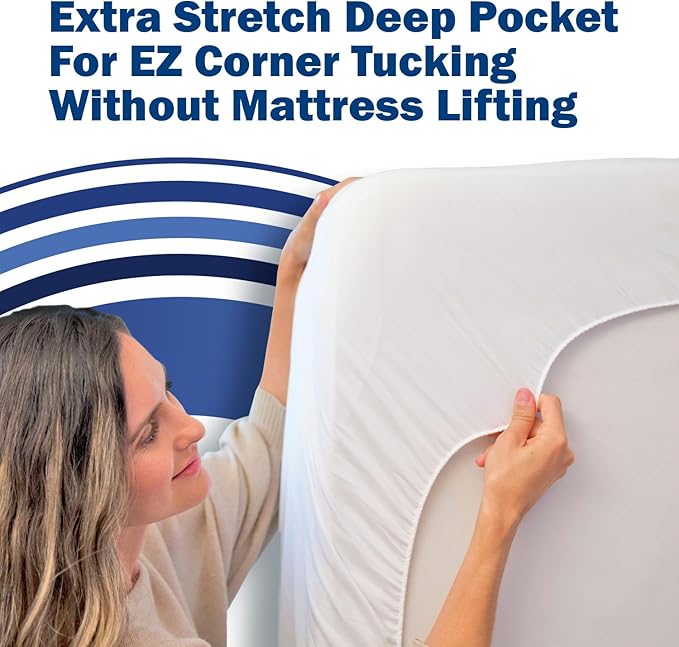 CleanRest Waterproof Mattress Fitted Sheet Protector, Ultimate Defense Against Spills and Wear, MicronOne Allergen Barrier, Breathable, Chemical-Free, Fits Mattress Depths 12" to 21" (California King)