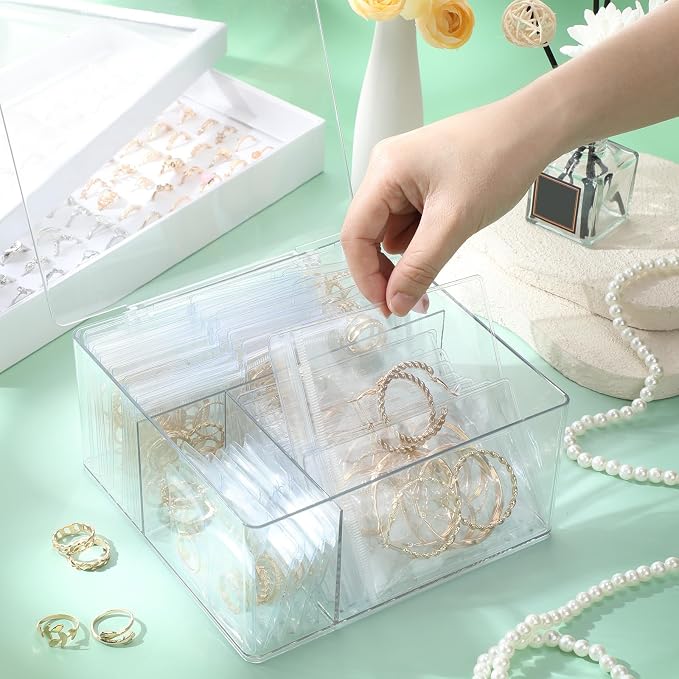 3 Pack 4-in-1 Clear Jewelry Box Organizers with 80 Portable Anti Tarnish Jewelry Bags, Acrylic Organizers and Storage for Women Girls Earrings Rings Necklaces Bracelets Holder - Image 6