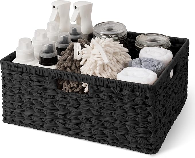 GRANNY SAYS Storage Basket for Organizing, Wicker Storage Basket for Shelf, Large Wicker Baskets for Organization, Decorative Baskets for Living Room and Entryway, 1-Pack by GRANNYSAYS