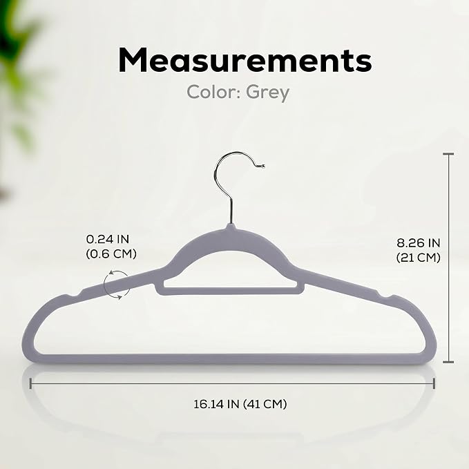 Utopia Home Premium Velvet Hangers 20 Pack - Non-Slip Clothes Hanger with Tie Bar - Grey Hangers with 360 Degree Rotatable Hook - Heavy Duty Coat Hanger - Image 4