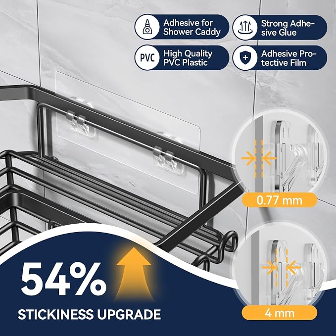 YASONIC 5-Pack Shower Caddy Adhesive Replacement - Transparent Shower Adhesive Strips, No Drilling Hooks for Bath Storage Shelves, Kitchen Racks, Basket & Soap Holder - Image 3