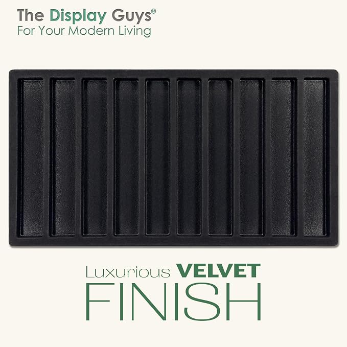 TheDisplayGuys For Your Modern Living 2-Pack 10-Compartments Vertical Flocked Velvet Jewelry Display Inserts - Tray/Case Liners - Bracelet Necklace Storage, (Black) by The Display Guys - Image 3