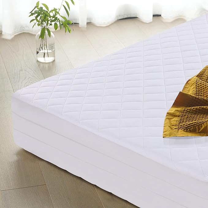 HOMBYS Air Mattress Pad Queen Size, Soft Quilted Air Mattress Cover, Breathable & Noiseless Mattress Topper with Deep Pocket, Stretches up to Fits 15-23 Inch,Cover ONLY