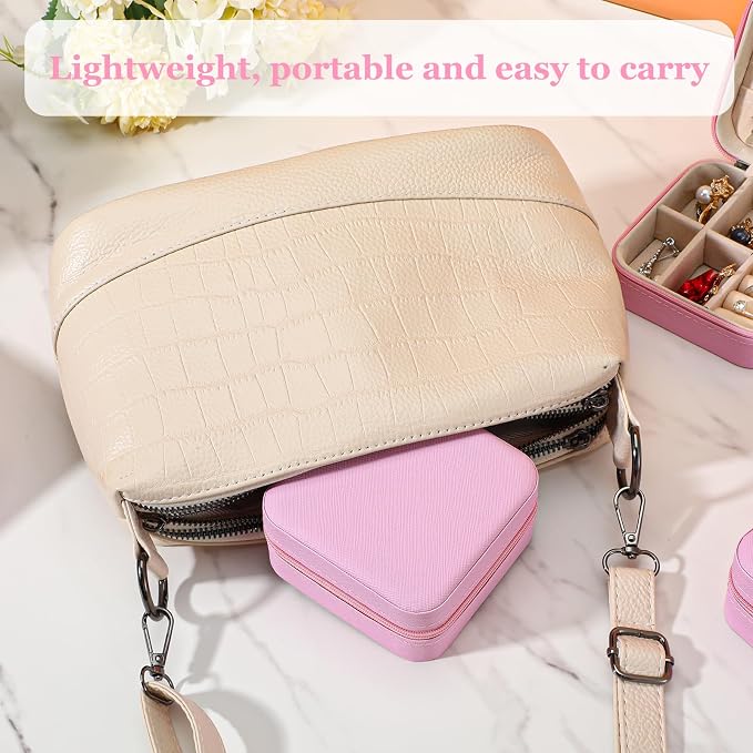 12pcs Mini Travel Jewelry Case,Pink Bridesmaids Proposal Small Jewelry Box Mini Jewelry Organizer,Small PU Leather Portable Storage Box for Rings,Earrings,Necklaces,Pendants,Bracelets - Image 4