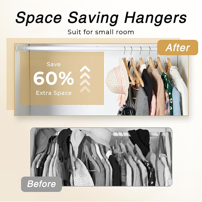 HOUSE DAY Space Saving Hangers 100 Pack, Clothes Hanger Connector Hooks, Heavy Duty Closet Space Saver, Small Space Solutions, Cascading Dorm Room Closet Organizer and Storage - White - Image 2