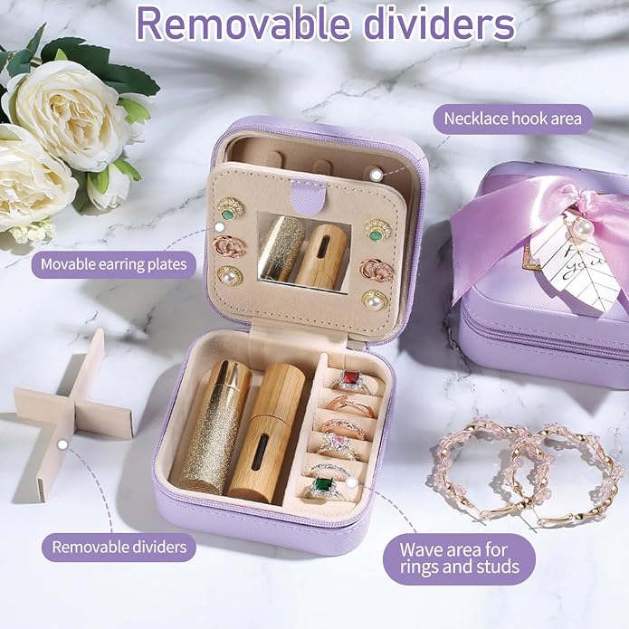 AYGXU Travel Jewelry Box for Women and Girls - Small Case With Initial A-Z - Teacher Gifts - Image 4