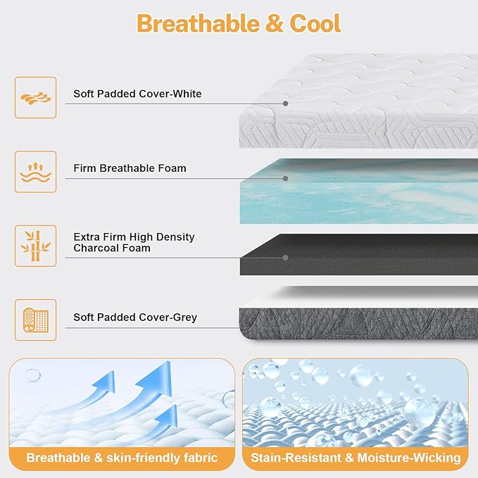 Extra Firm Mattress Topper Queen Size, 3 Inch High Density Bed Topper - Extra Support Foam for Back Pain Relief, Firm to Extra Firm Dual Sides Flippable Mattress Pad with Washable Cover, CertiPUR-US