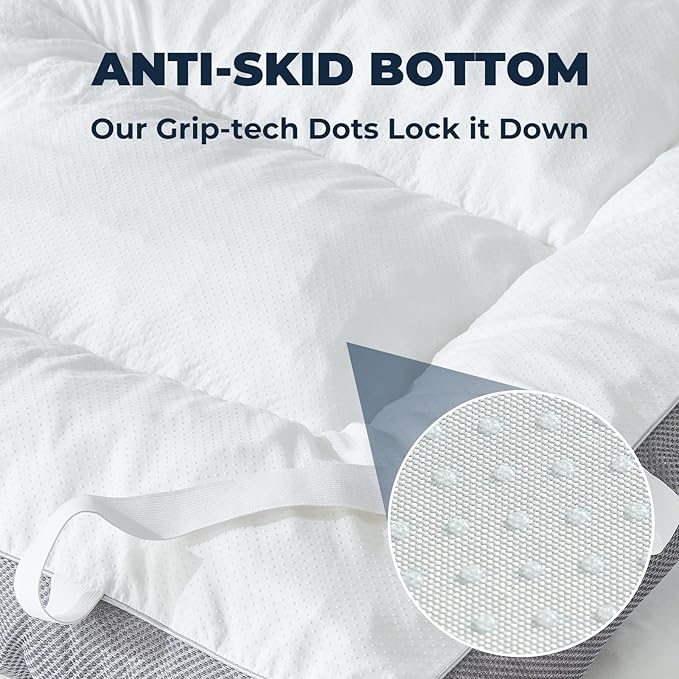 HYPREST 4 Inch Memory Foam Mattress Topper King, Thick Cooling Cotton Pillow Top Mattress Topper with 2000 GSM Shredded Memory Foam - Soft & Supportive for Back Pain Relief, Non-Slip Bottom