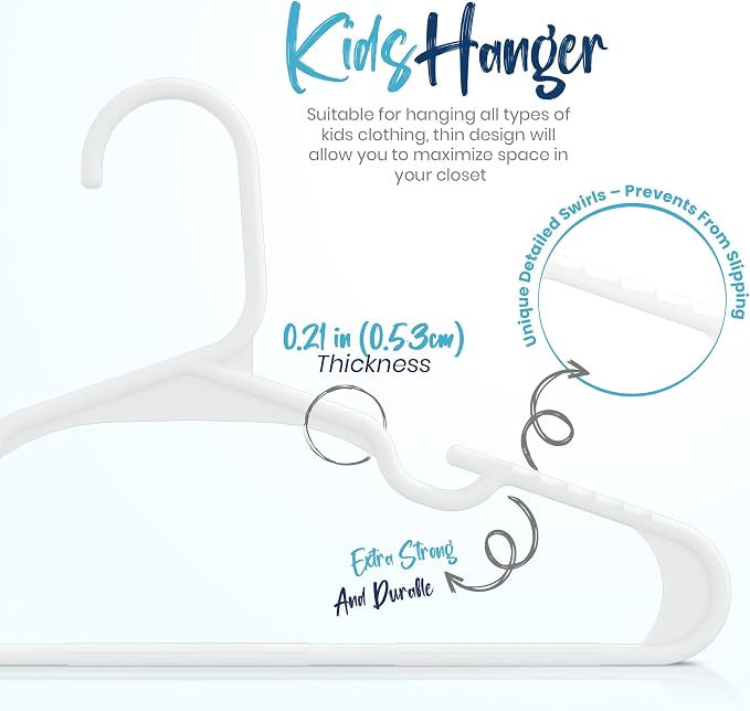 Utopia Home 60 Pack Kids Hangers - 11.5 Inch Plastic Baby Hangers for Closet - Childrens Hanger for Clothes & Infant Hanger for Closet (White) - Image 2