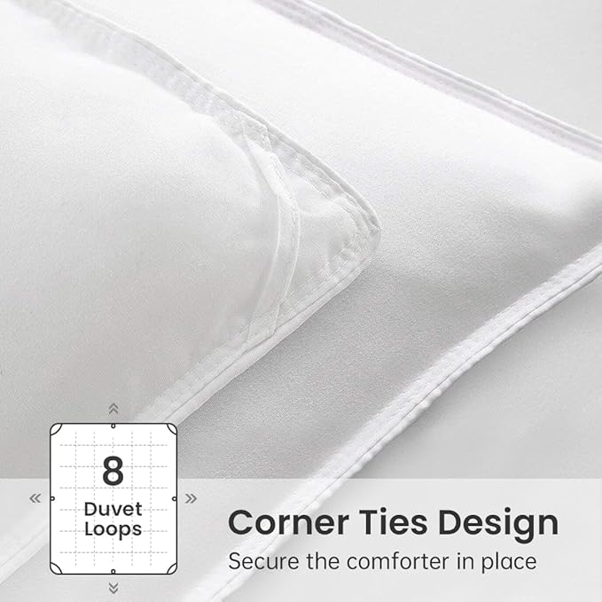 EASELAND Down Alternative Comforter California King - Quilted Duvet Insert for All Seasons, Soft Cozy with Corner Tabs, Summer Winter Warm Bedding, Pure White 96x104