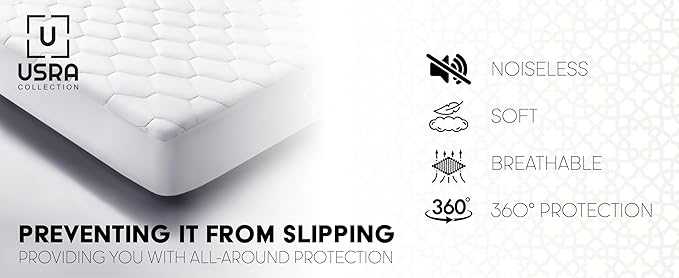 USRA 100% Cotton Twin Mattress Topper Protector Cover - 300 GSM Quilted Non-Toxic 18" Deep Premium Quality Thick Soft Water Resistant Pad for Mattress - Oeko-TEX Certified