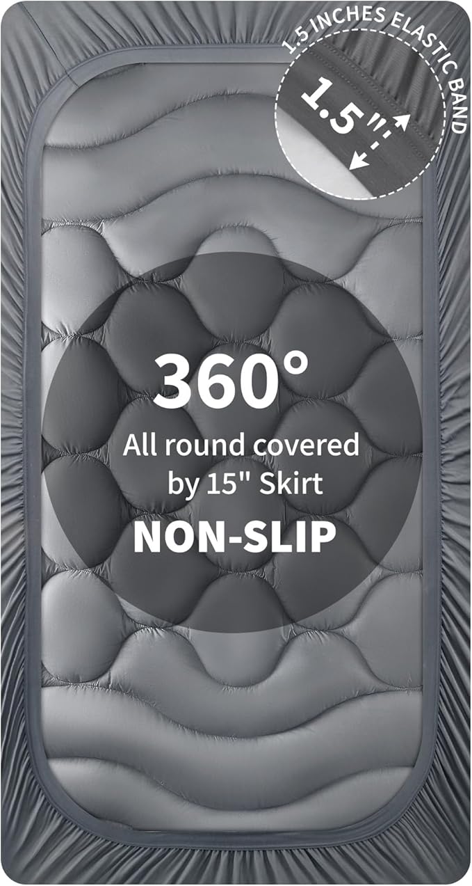 Sonive Twin Mattress Protector, Mattress Topper with 8-21" Deep Pocket, Mattress Pad with 3-Zone Support, Mattress Cover Microfiber Fitted Mattress Machine Washable Grey