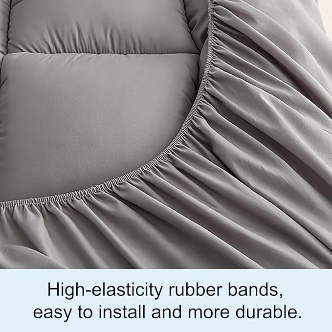 West Month Premium Quilted 1000GSM Luxury Extra Thick Mattress Topper - Breathable & Fluffy Soft (Gray, Twin)