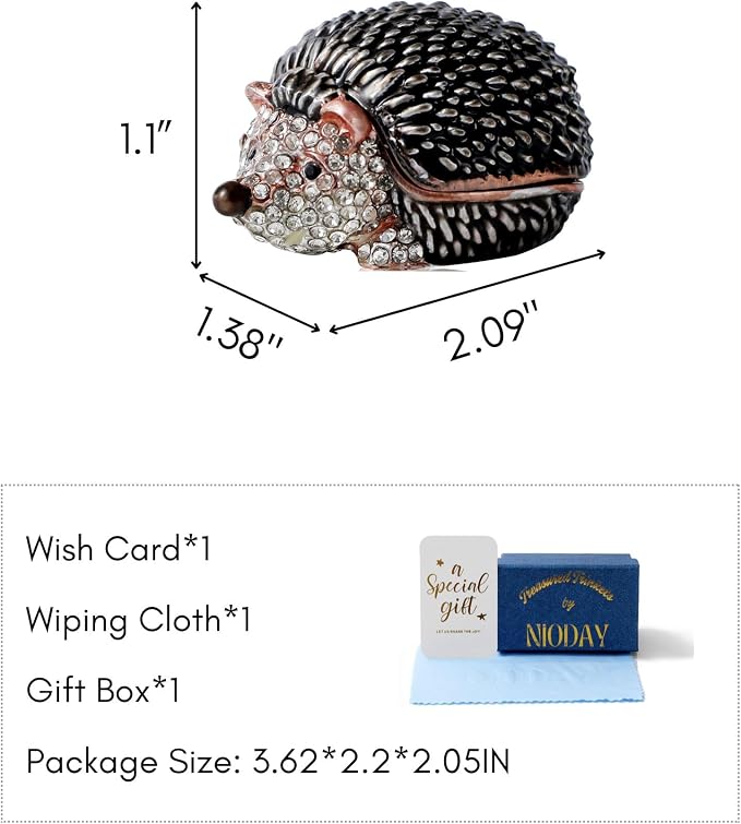 Hand Painted Trinket Box Enamel Vintage Jewelry Box Hedgehog Hinged Metal Jewelry Organizer Decorative Treasure Box Unique Gifts for Animal Lover - Image 7