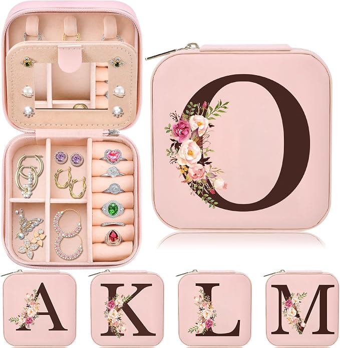 Travel Jewelry Case Box Organizer, Personalized Gifts for Women Wife Mom Aunt, Mothers Day Mom Gifts from Daughter Son, Bridal Shower Giftware for Women, Bridesmaid Proposal Unique Presents, Initial O by Inngeroo