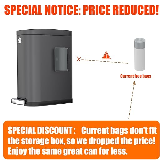 Dog Poop Trash Can Outside with Odor Control Lid & Step Pedal, 3.2Gal Stainless Steel Outdoor Trash Can, Waterproof Dog Waste Container - Includes 3 Carbon Filters & Bin Bag Holder - Image 2