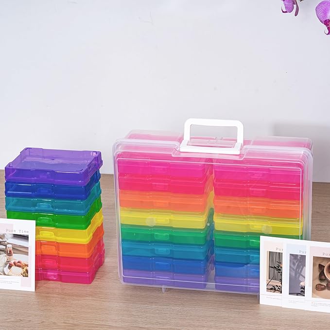 novelinks Transparent 4" x 6" Photo Cases and Clear Craft Keeper with Handle, 16 Inner Photo Organizers & Photo Storage Box, Plastic Photo Storage Containers (Color - 2Pack) - Image 3