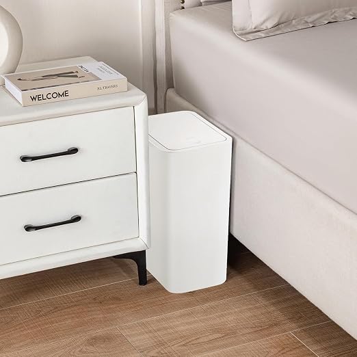 TIPGO Bathroom Trash Can with Lid, 4 Gallon / 15 Liter Small Garbage Can, Press Top Bin, Plastic Wastebasket with Pop-Up Lid for Bedroom, Living Room, Office (White, 2 Pack) - Image 4