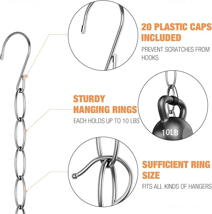 NiHome Clothing Chain Hanger 10-Pack, Metal Closet Organizer Space Saving Hangers with 7 Holes, College Dorm Room Essentials, Closet Organizers & Storage for Home, Office, Cruise & Travel - Image 3