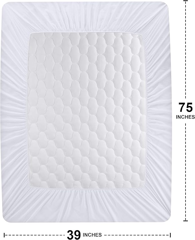 Utopia Bedding Waterproof Mattress Protector, Twin Mattress Pad, Quilted Fitted Cover Stretches up to 16 Inches Deep (White)