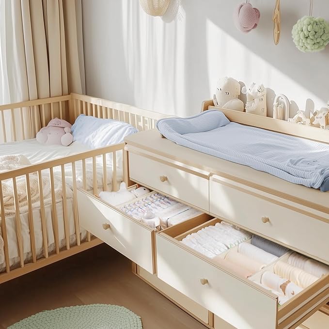 Criusia Drawer Organizer Clothes, 14 Pack Dresser Organizer for Baby Clothes, Underwear, Sock- Foldable Closet Organization and Storage Dividers Bins for Nursery, Bedroom and Dorm (Beige) - Image 2