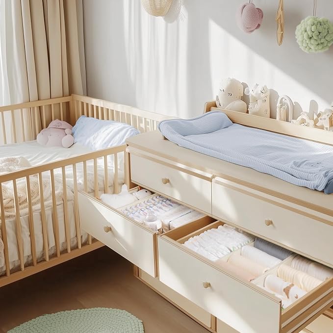 Criusia Drawer Organizer Clothes, 10 Pack Dresser Organizer for Baby Clothes, Underwear, Sock- Foldable Closet Organization and Storage Dividers Bins for Nursery, Bedroom (Beige) - Image 6