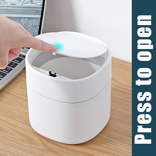 Mini Desk Trash Can with Lid with Trash Bags 180 pcs Press-Top 0.5 Gallon Tiny Countertop Waste Basket Small Table Top Plastic Covered Garbage Bin for Desk Top - Image 2