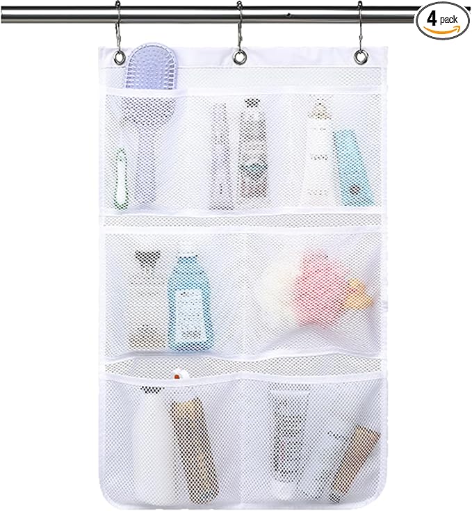 Fammart Mesh Shower Caddy Hanging, Quick-Drying Shower Organizer with 7 Pockets, Portable Bathroom Organizers and Storage for Shampoo, Soap, Loofah, Travel, and Cruise Essentials by Fammart