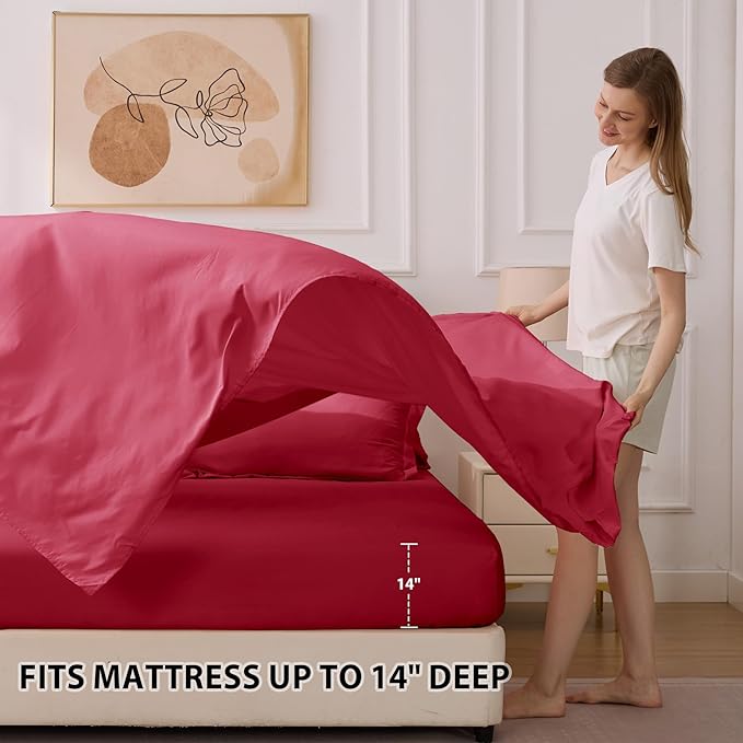 Queen Comforter Set Red - Bed in a Bag Queen Size 7 Pieces, Soft Bedding Set for All Seasons, Christmas Premium Queen Comforter Set with Comforter, Sheets, Pillowcases & Shams