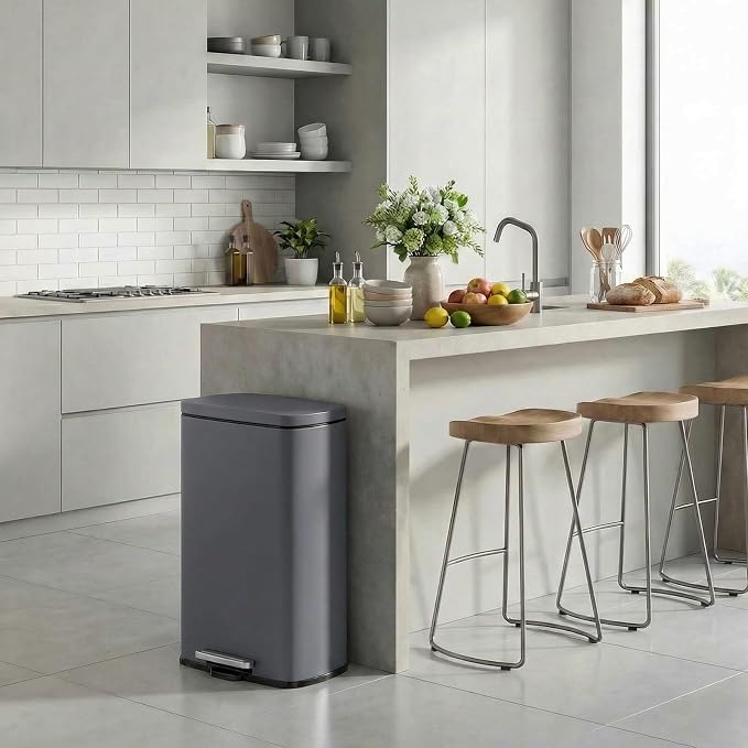 8 Gal Kitchen Trash Can, 30L Recycling or Garbage Bin, Brushed Stainless Steel Waste Basket, Soft&Quiet Close Dustbin, with Step-On Pedal, Removable Inner Bucket, for Home, Office, Living Room - Image 7